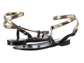 Roberto Cavalli Snake Flat Sandal Womens Sandals (Black)