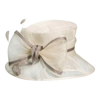 Scala Sinamay Bow Dressy Hat, Ivory, Womens