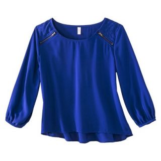 Xhilaration Juniors Long Sleeve Quilted Top   Blue L(11 13)