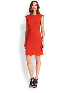 Josie Natori Bi Stretch Cap Sleeve Dress   Tomato Red
