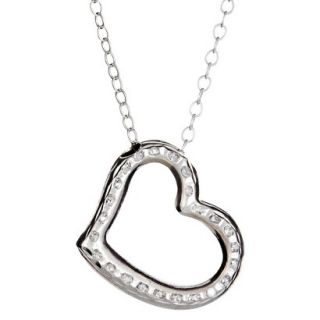 Sterling Silver Heart Pendant with Diamond Accents   White
