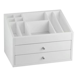 White Wooden Jewelry And Cosmetic Box