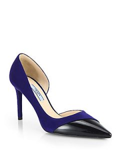 Prada Suede & Patent Leather Point Toe Pumps