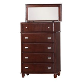 Elements International Group Llc Sutton 5 drawer Chest With Lift up Mirror Cherry Size 5 drawer