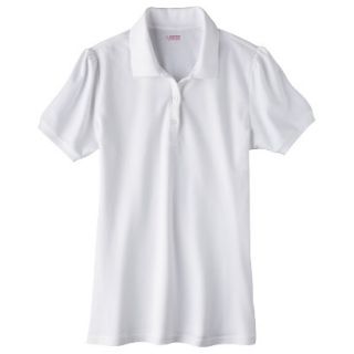 French Toast Girls School Uniform Short Sleeve Fitted Polo   White L