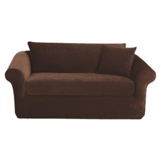 Sure Fit Stretch Pique 3 Pc Loveseat Slipcover   Chocolate
