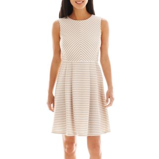 Danny & Nicole Sleeveless Striped Fit and Flare Dress, Ivory