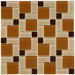 Somertile 12x12 in View Block Suntan Glass Mosaic Tile (case Of 20)