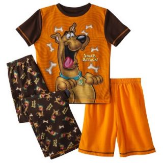 Scooby Doo Boys 3 Piece Short Sleeve Pajama Set   Brown S