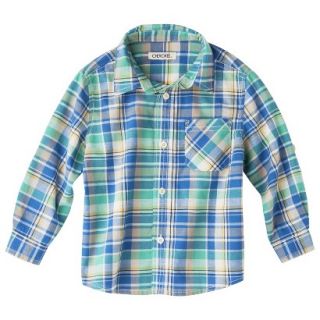Cherokee Infant Toddler Boys Plaid Button Down Shirt   Blue 12 M