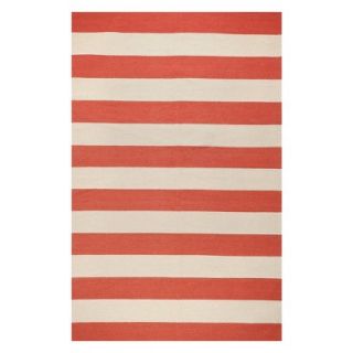 Rugby Stripe Flat Weave Area Rug   Red (5x8)