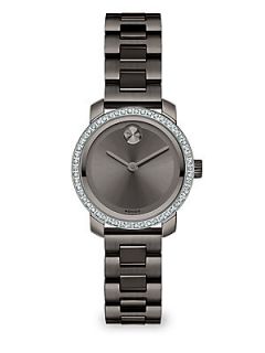 Movado Bold Small Diamond & Grey IP Stainless Steel Bracelet Watch   Black