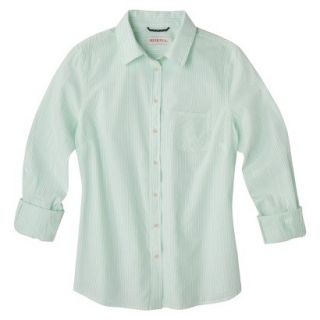 Merona Womens Favorite Button Down Shirt   Lawn   Aqua Stripe   M