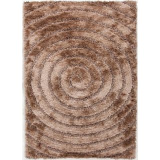 Hand woven Shags Solid Pattern Brown Rug (8 X 10)
