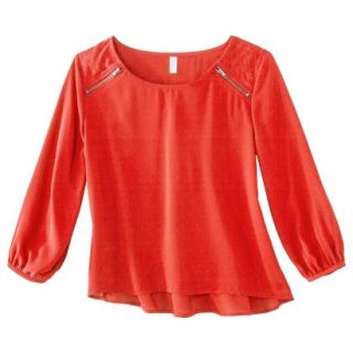 Xhilaration Juniors Long Sleeve Quilted Top   Hypercoral M(7 9)