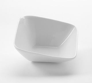 American Metalcraft 4 oz Square Slanted Bowl   White Porcelain