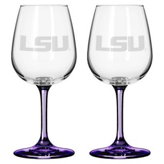 Boelter Brands NCAA 2 Pack LSU Tigers Satin Etch Wine Glass   12 oz