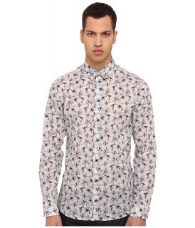 Just Cavalli Orchid Wallpaper Print L/S Button Up Mens Long Sleeve Button Up (White)