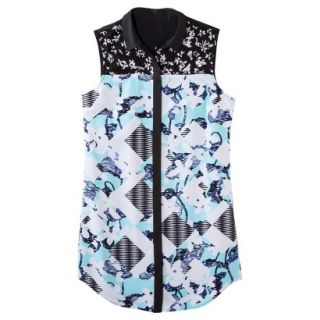 Peter Pilotto for Target Shirt Dress  Light Blue Floral/Check Print M