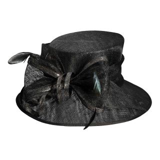 Scala Sinamay Bow Dressy Hat, Black, Womens