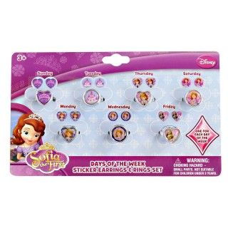 Disney Junior Sofia the First   7 Day Ring and Earring Set