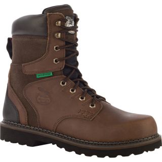 8 Inch Georgia Brookville Waterproof Steel Toe Work Boot   Dark Brown, Size 11,