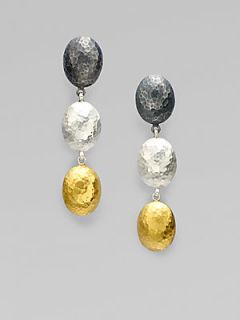 GURHAN 24K Gold & Two Tone Sterling Silver Lentil Drop Earrings   Silver Gold