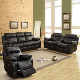 Eland Black Bonded Leather Sofa Set