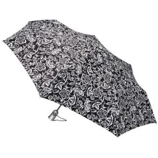 totes Auto Open Umbrella   Black/White Fleur de Lis