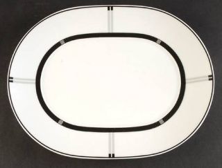 Bernardaud Wiener 13 Oval Serving Platter, Fine China Dinnerware   Black,Gray &