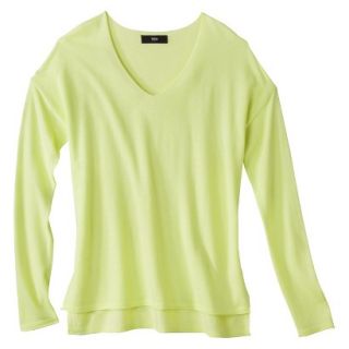 Mossimo Petites Long Sleeve V Neck Pullover Sweater   Luminary Green LP