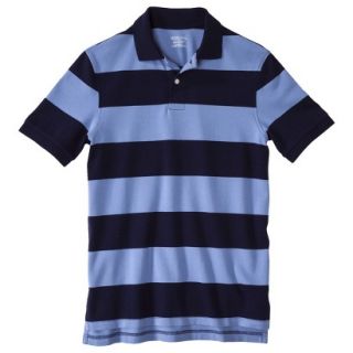 Mens Classic Fit Stripe Polo Shirt Navy Blue Voyage L