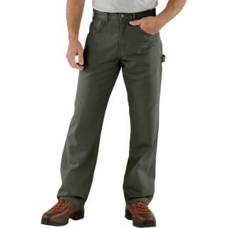 Carhartt Loose Fit Canvas Carpenter Jean   Dark Moss, 35 Inch Waist x 34 Inch