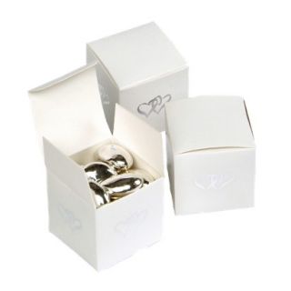 White Linked Heart Favor Boxes   25ct