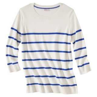 Merona Womens Stripe 3/4 Sleeve Top  White Sand XL