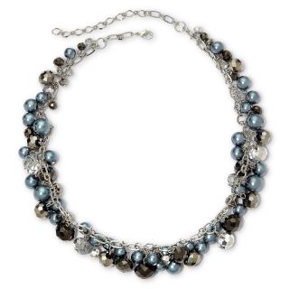 Metallic Glass Shaky Bead Necklace, Grey