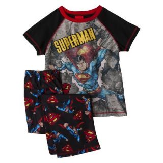 Superman Boys 2 Piece Short Sleeve Pajama Set   Black S