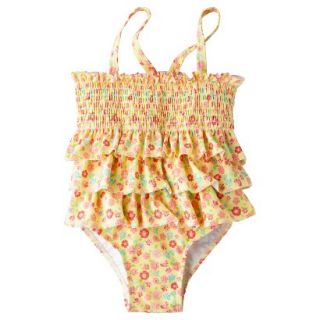 Circo Infant Toddler Girls 1 Piece Floral Swimsuit   Yellow 3T