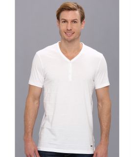 DKNY Jeans S/S Variegated Stripe Y Henley Mens T Shirt (White)