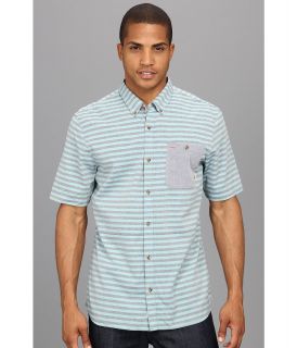 Vans Rusden Stripe S/S Shirt Mens Short Sleeve Button Up (Blue)
