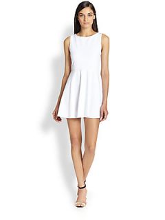 Alice + Olivia Monah Fit and Flare Dress   White