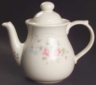 Pfaltzgraff Tea Rose Coffee Pot & Lid, Fine China Dinnerware   Stoneware,Pink Ro