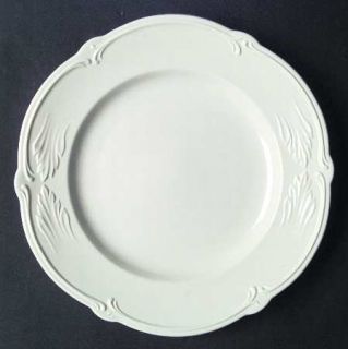 Gien Rocaille Dinner Plate, Fine China Dinnerware   All Cream, Embossed Leaves O