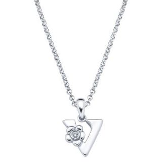 Little Diva Sterling Silver Diamond Accent Initial V Pendant Necklace   Silver