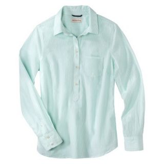 Merona Womens Popover Favorite Shirt   Aqua Stripe   L