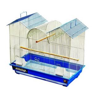 Prevue Pet Products Cockatiel Triple Roof Bird Cage   White/Blue (Medium)