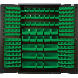Quantum Storage Cabinet With 171 Bins   48 Inch x 24 Inch x 78 Inch Size, Green