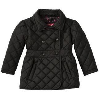 Dollhouse Infant Toddler Girls Quilted Trench Coat   Black 3T