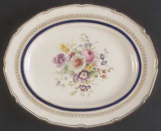 Royal Doulton Ascot Blue (Floral Center,Scallop Line) 10 Oval Serving Platter,