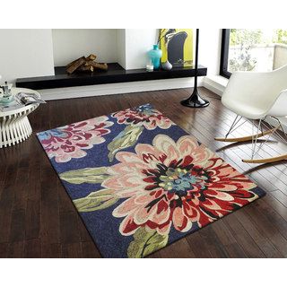 Nuloom Hand hooked Floral Indoor / Outdoor Synthetics Blue Rug (5 X 8)